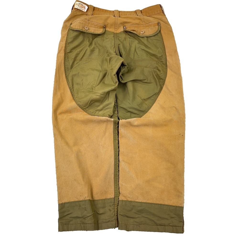 Vintage SafTbak Pants Men 32x27‎ Brown Green Duck Canvas Brush 70s USA Safari